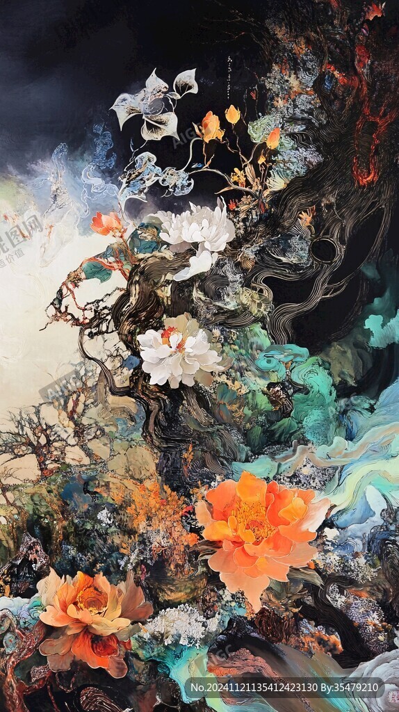 古風(fēng)油畫質(zhì)感花卉