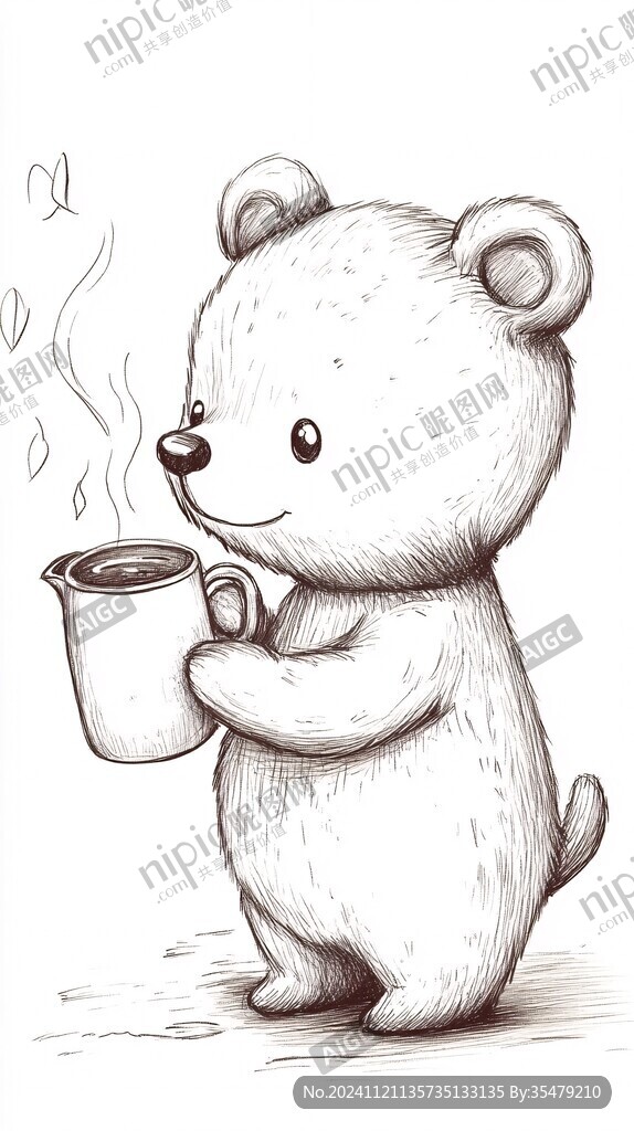 小熊手繪插畫