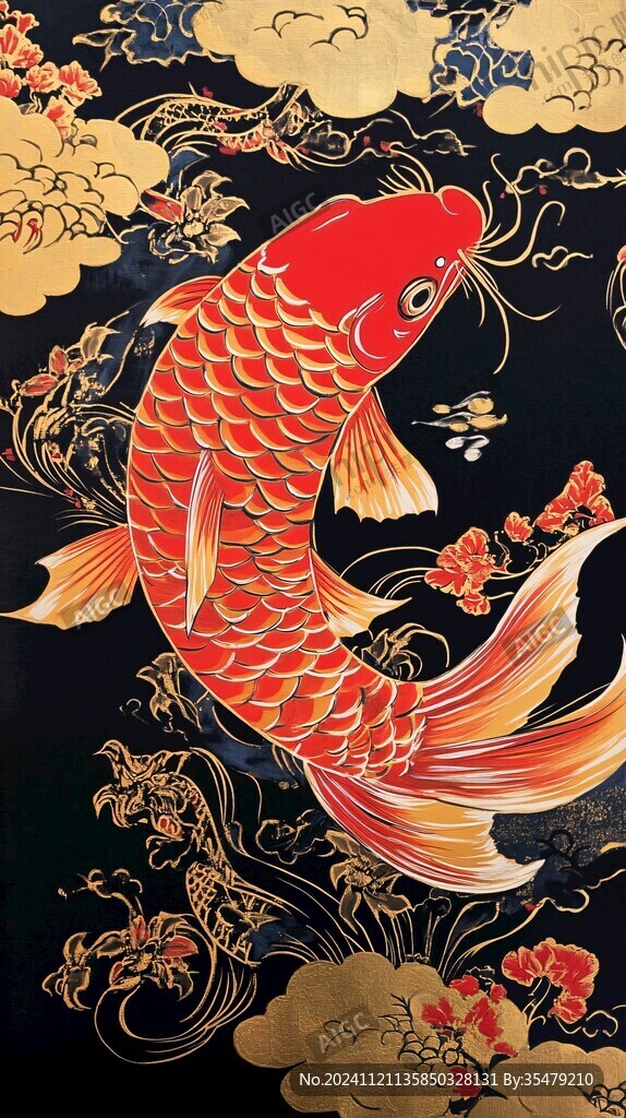 中式古典傳統(tǒng)錦鯉