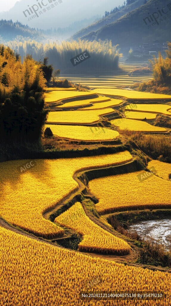 金黃色梯田