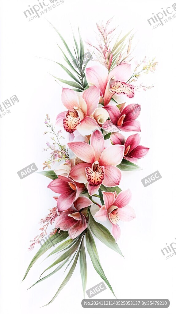 手繪百合花花卉