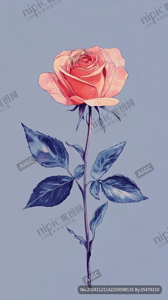 一支玫瑰花朵盛開鮮花