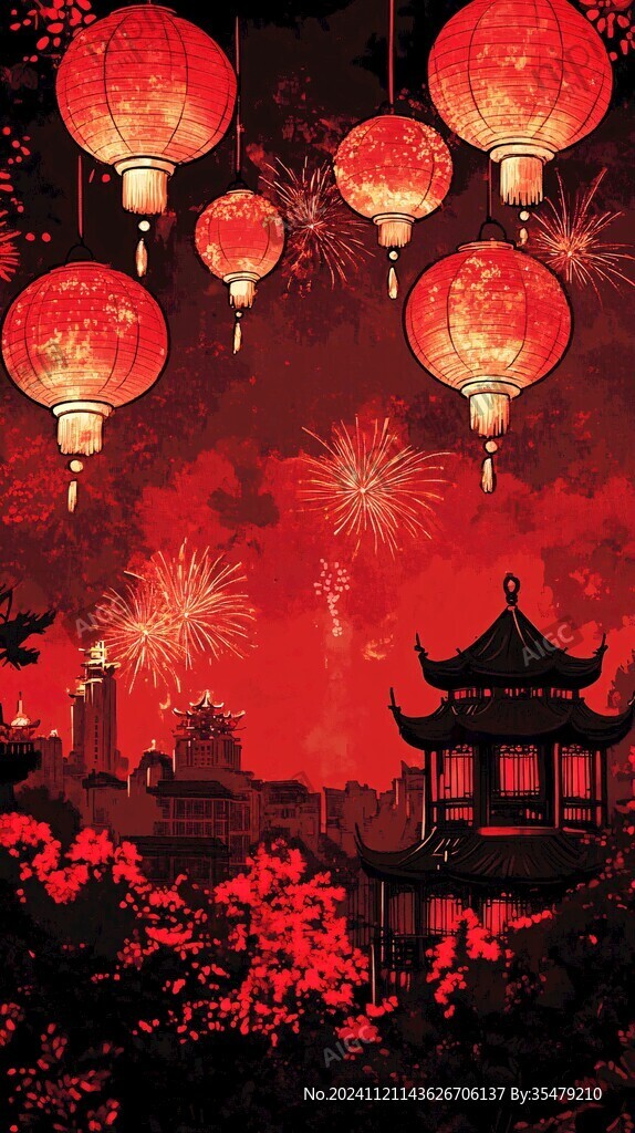 紅燈籠插畫