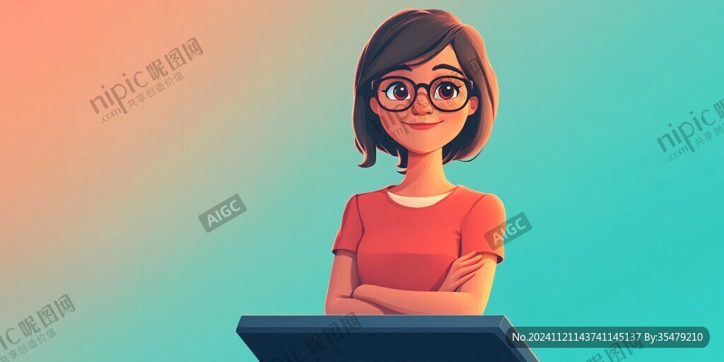 女講師教師插畫
