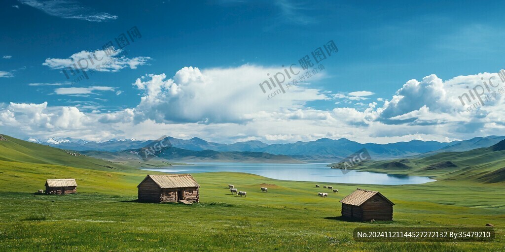 高原草地湖泊