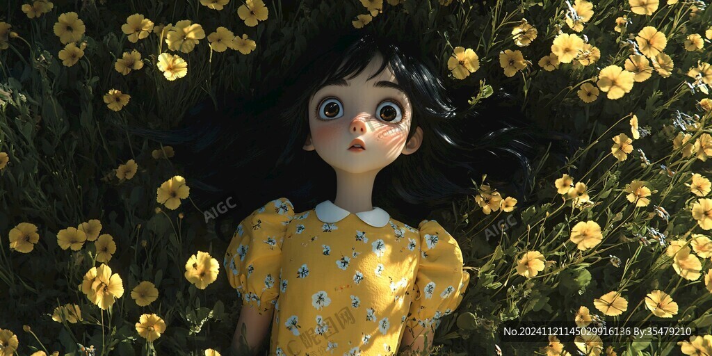 向日葵花叢中的少女