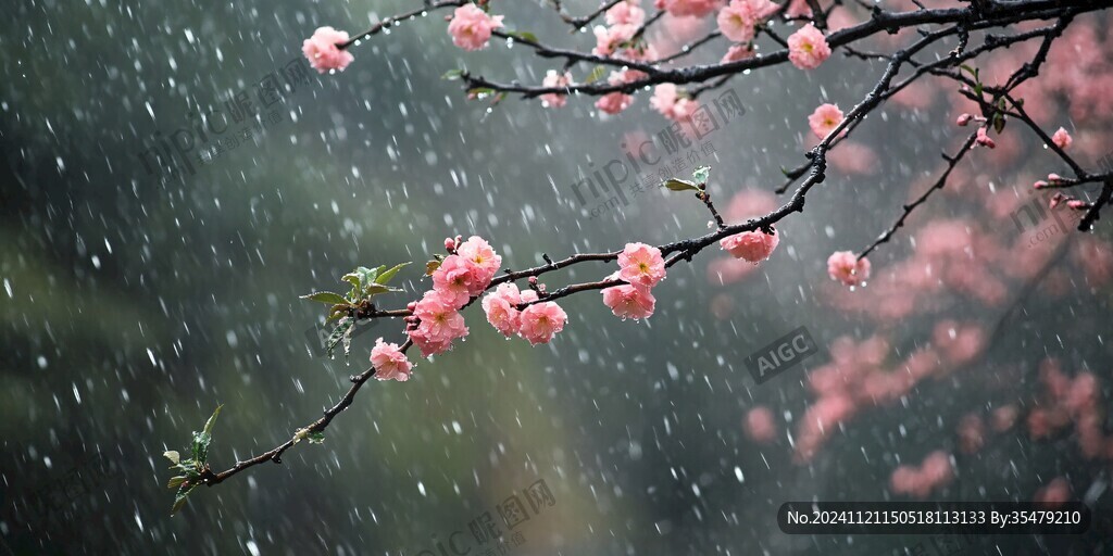 雨中的櫻花