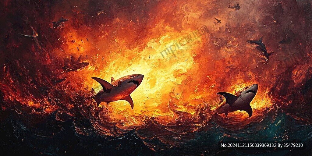 海洋鯊魚3d畫