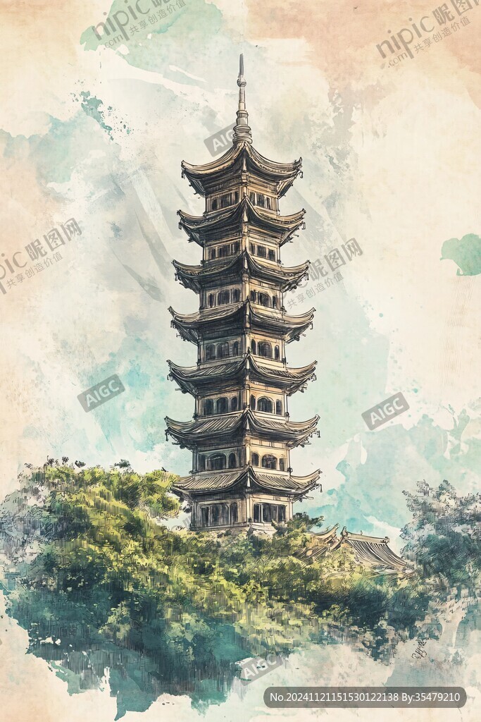 文筆塔插畫