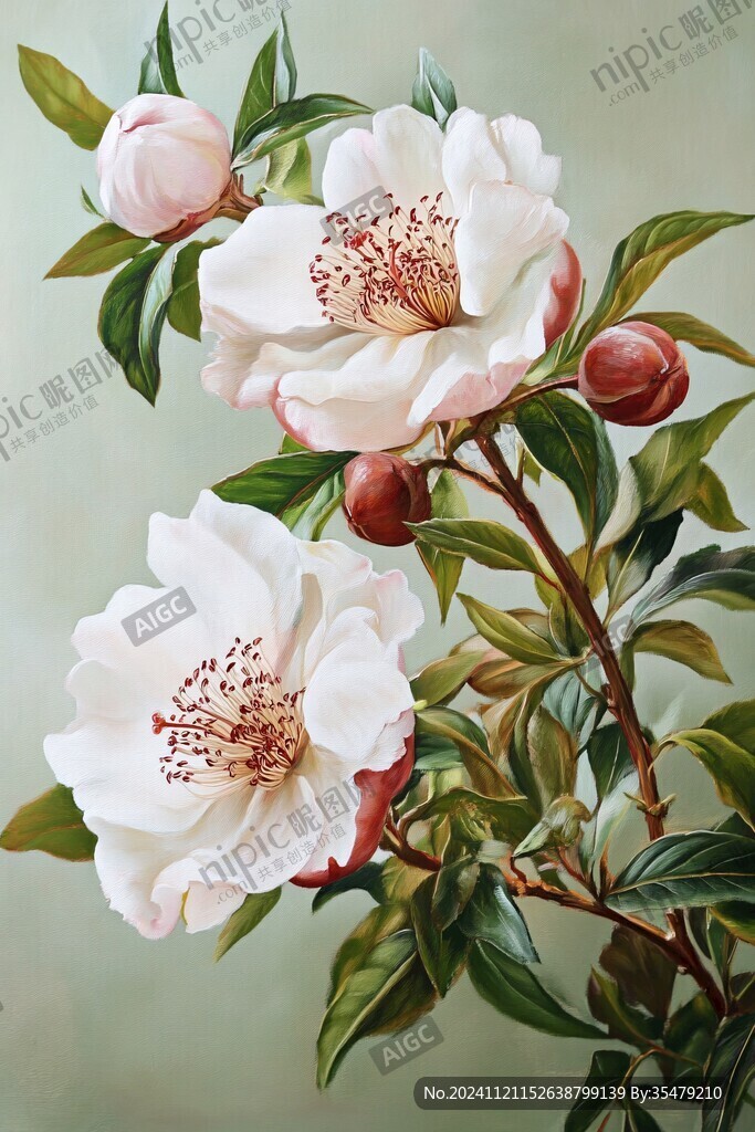 油畫(huà)山茶花