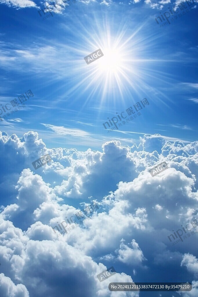 藍天白云太陽光