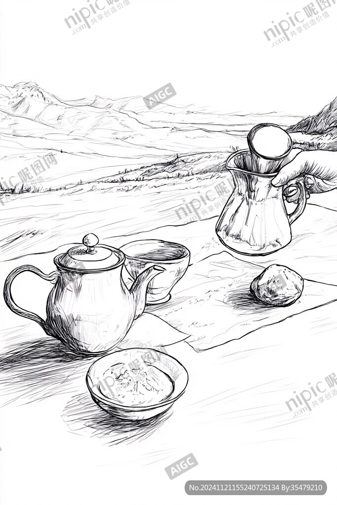 酥油茶插畫