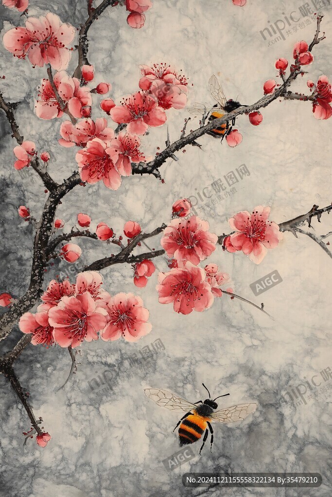 寫意梅花工筆花鳥畫