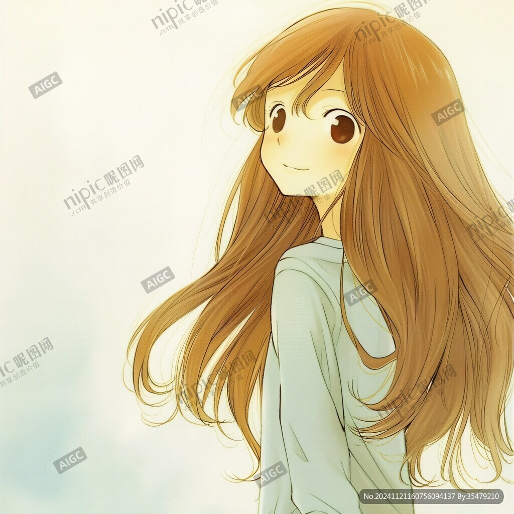 長(zhǎng)發(fā)少女插畫