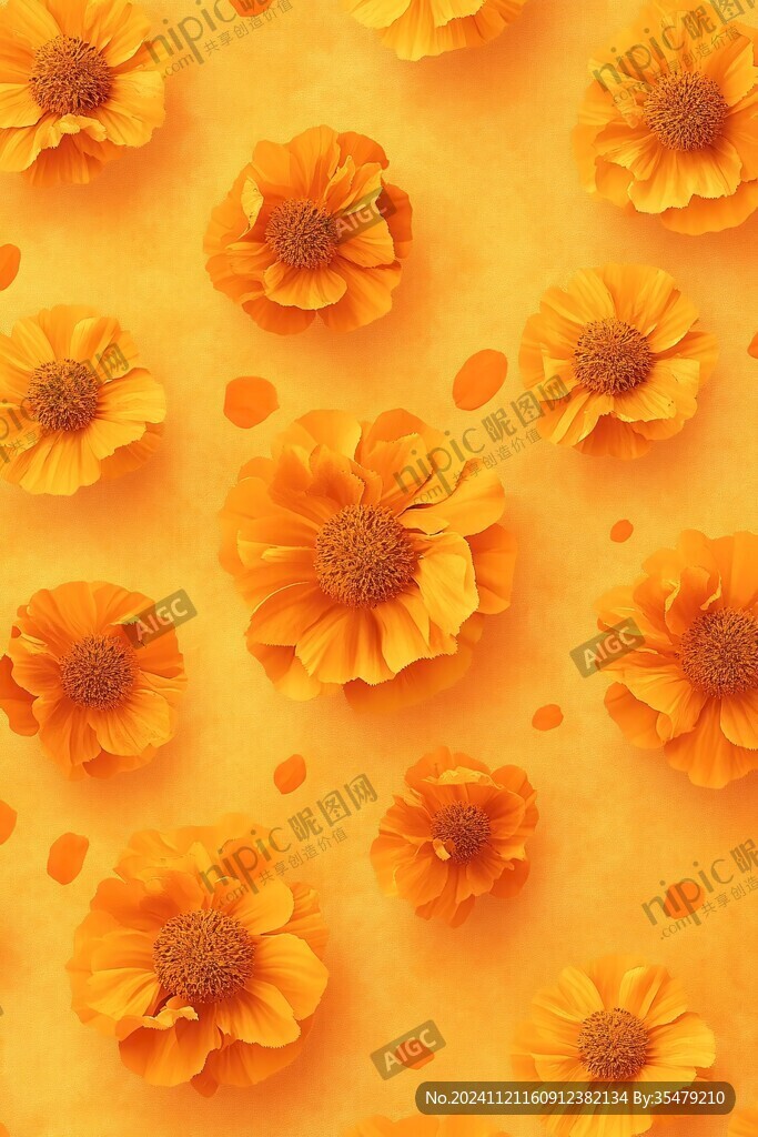 花卉橘黃色