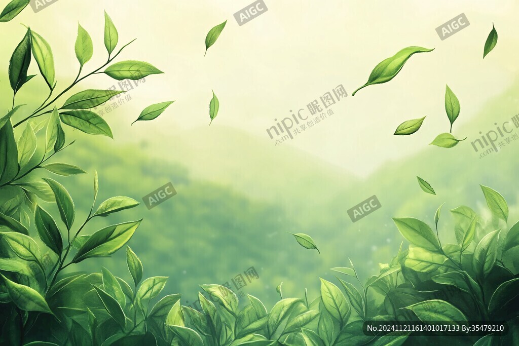綠色淡雅插畫風