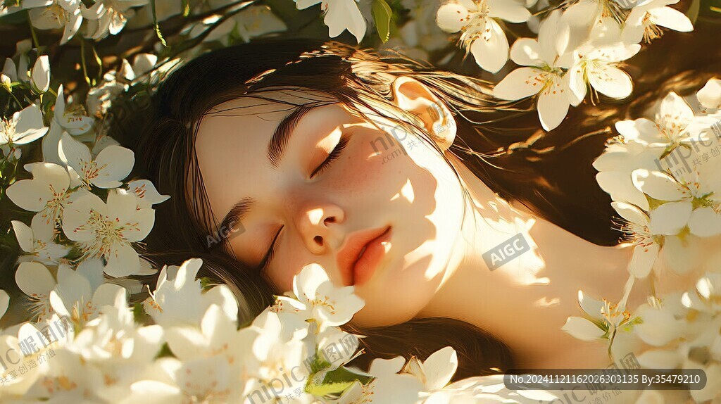 唯美花下少女