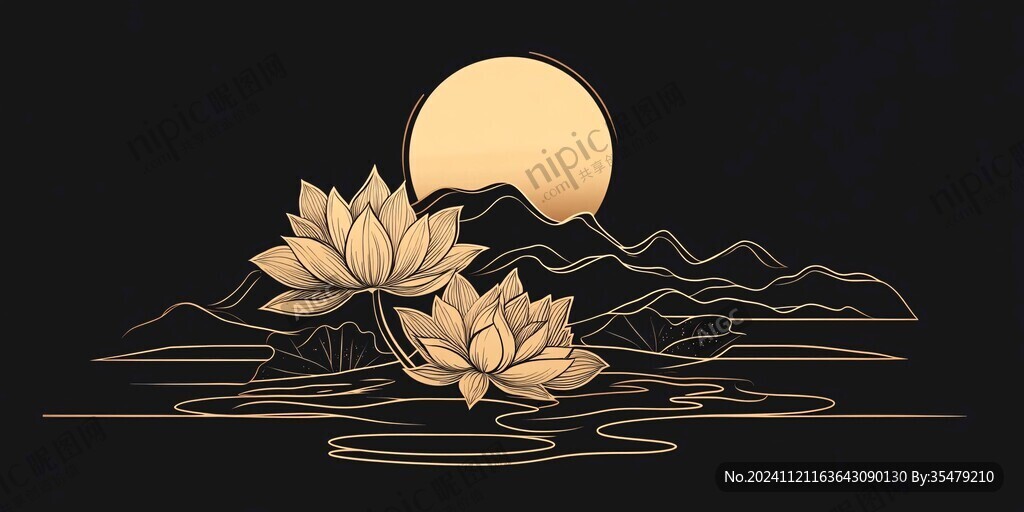 古風中秋荷花插畫