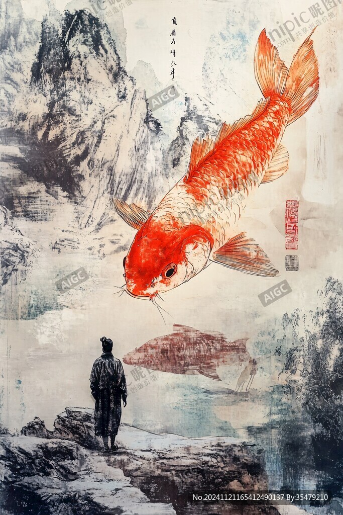 意境鯉魚圖