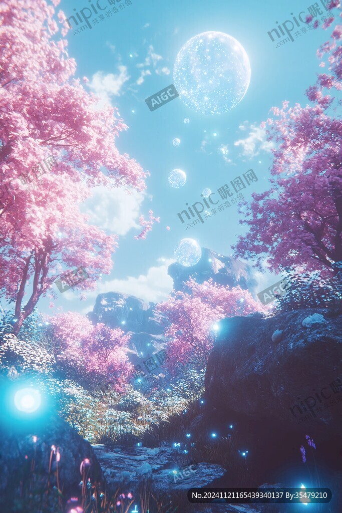 粉色的奇幻風景