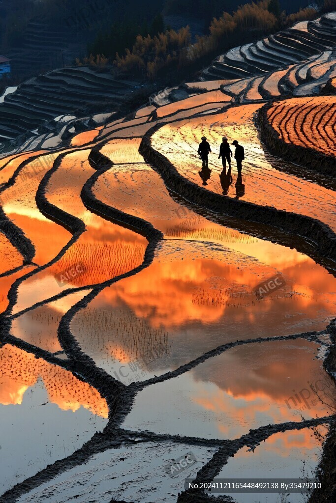 田梯夕陽田梯日落