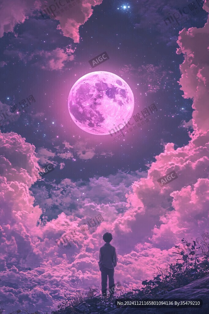 月光插畫月光下