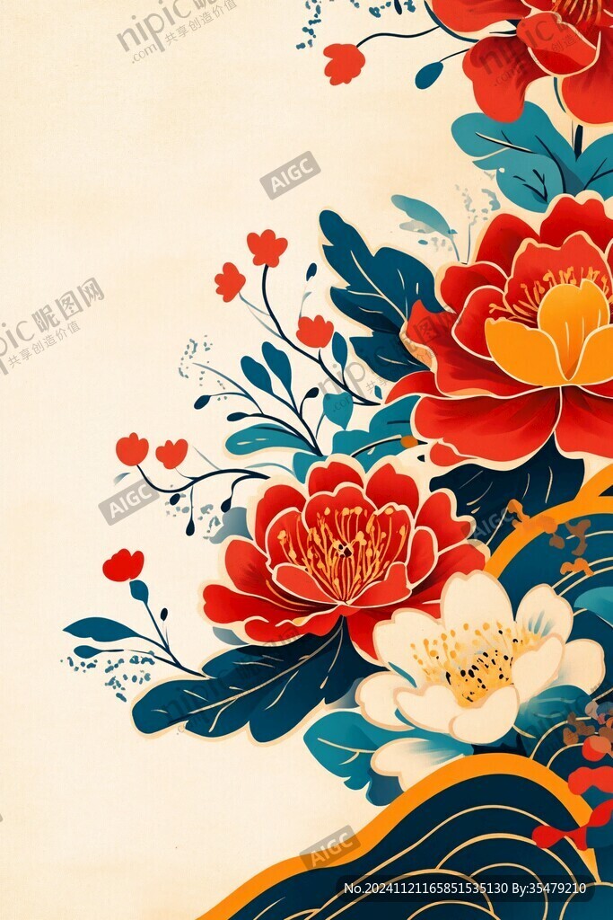 花開富貴插畫