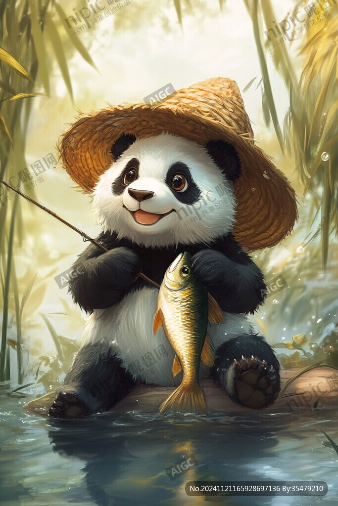 寫實熊貓插畫