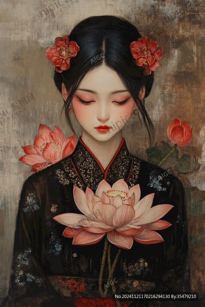 清朝美人插畫