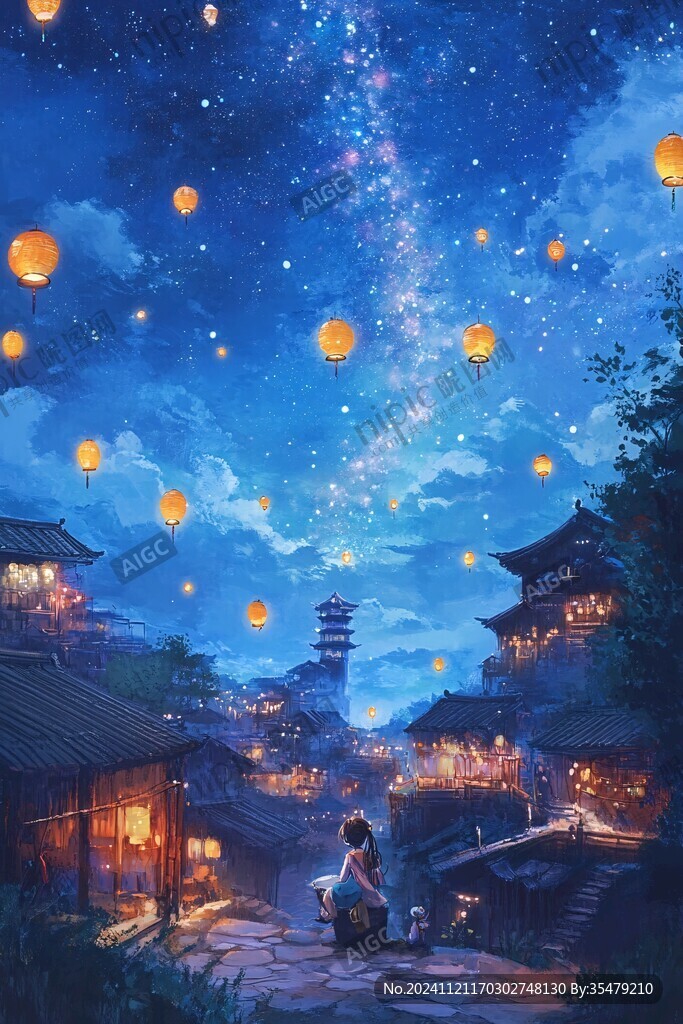 唯美古風(fēng)場景插畫封面