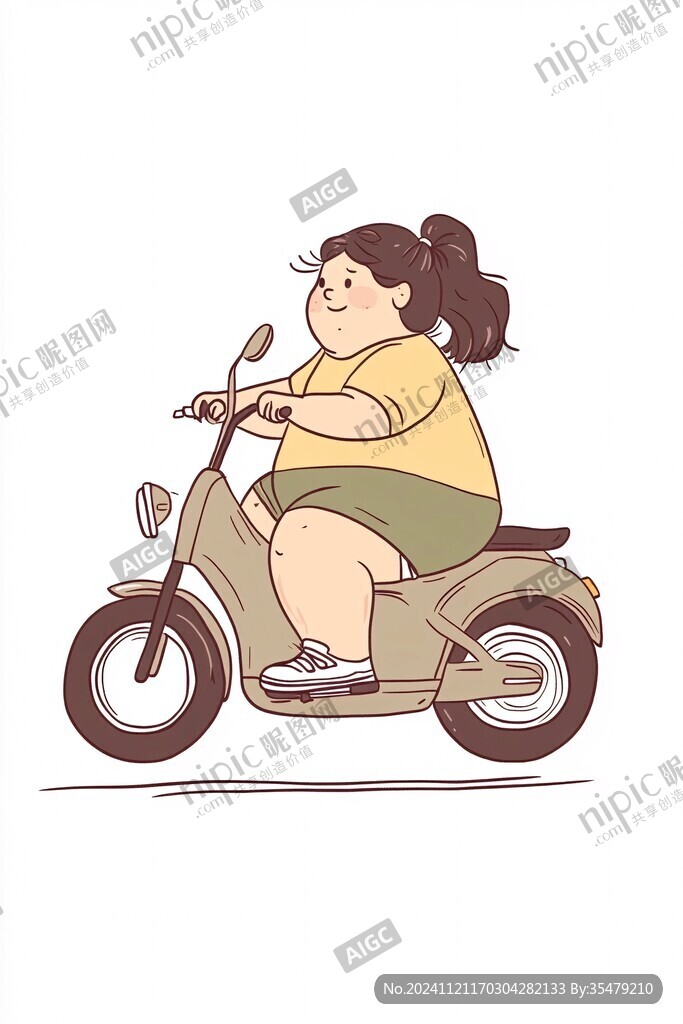騎摩托車的女孩插畫