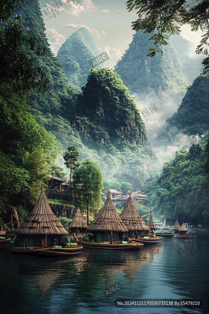 古風山水場景