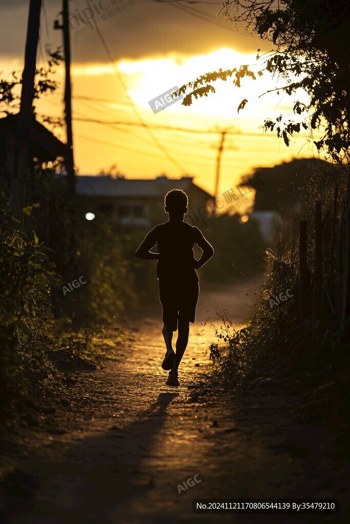 夕陽下的奔跑