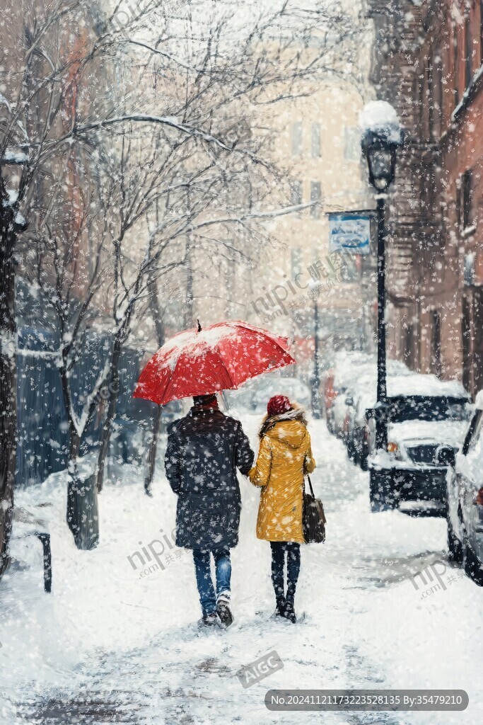 積雪的街道上