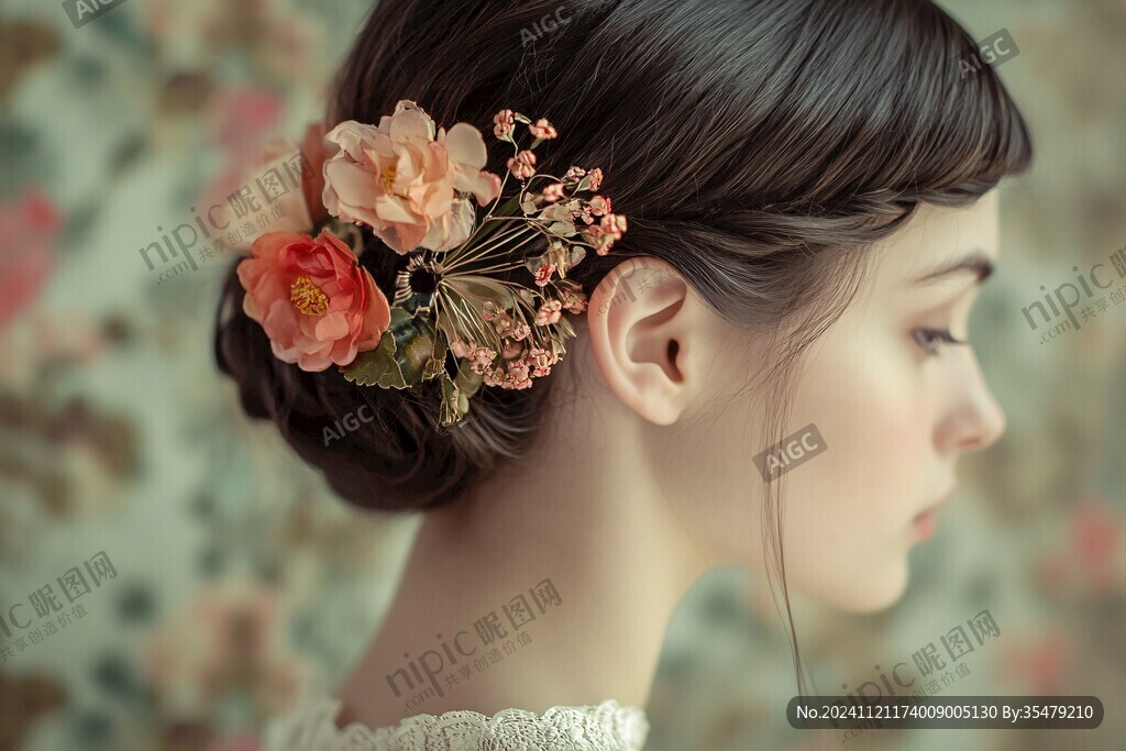 古典花卉美女
