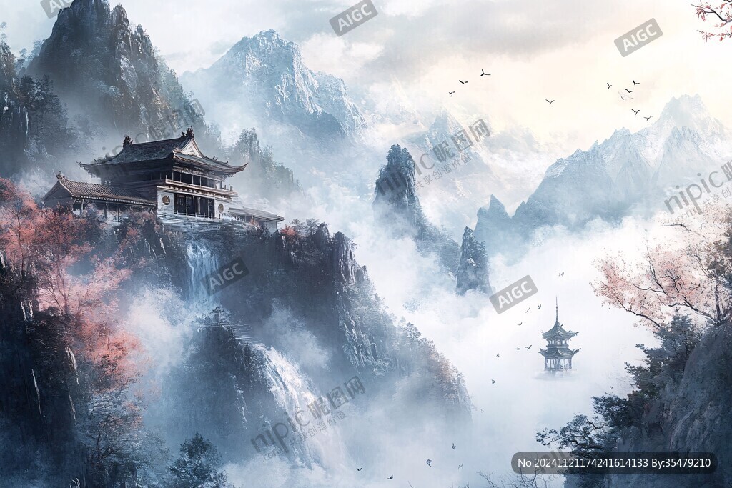 山水樓閣雅致意境風(fēng)