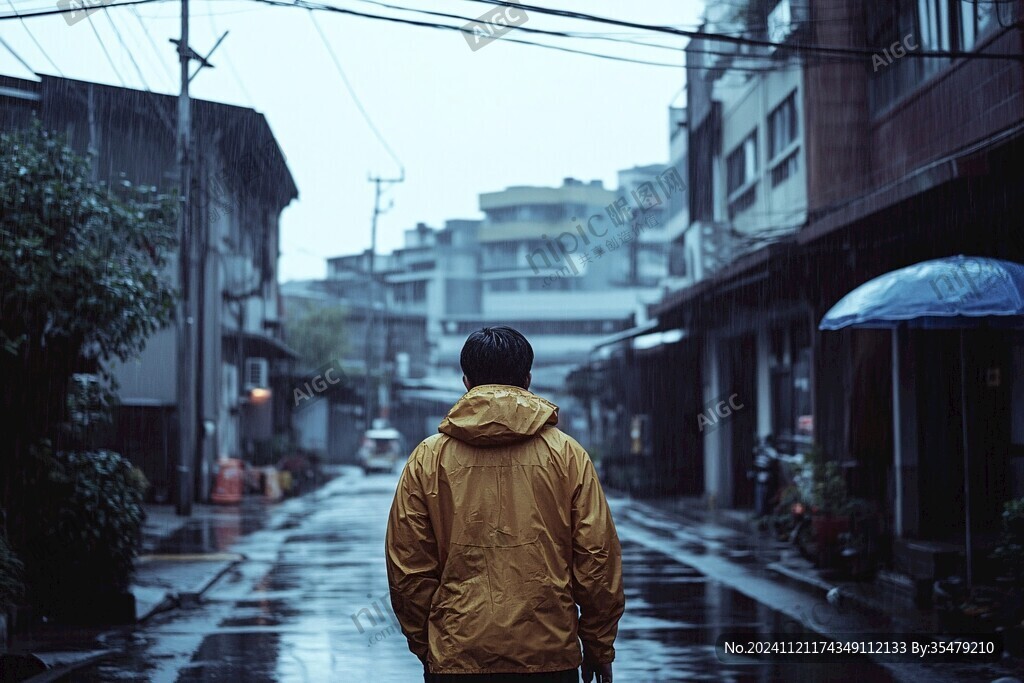 雨中背影