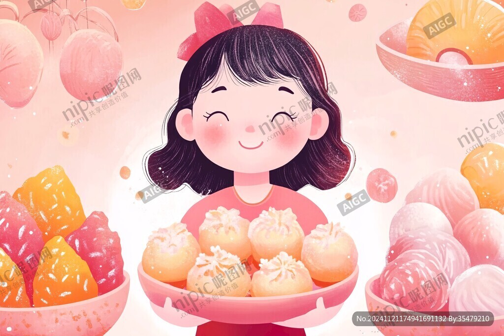 吃湯圓插畫