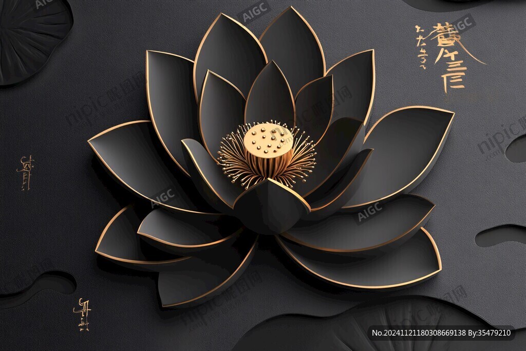 蓮花燙金素材
