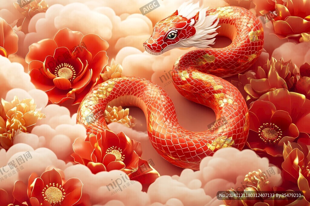 蛇年報(bào)春主題春節(jié)插畫