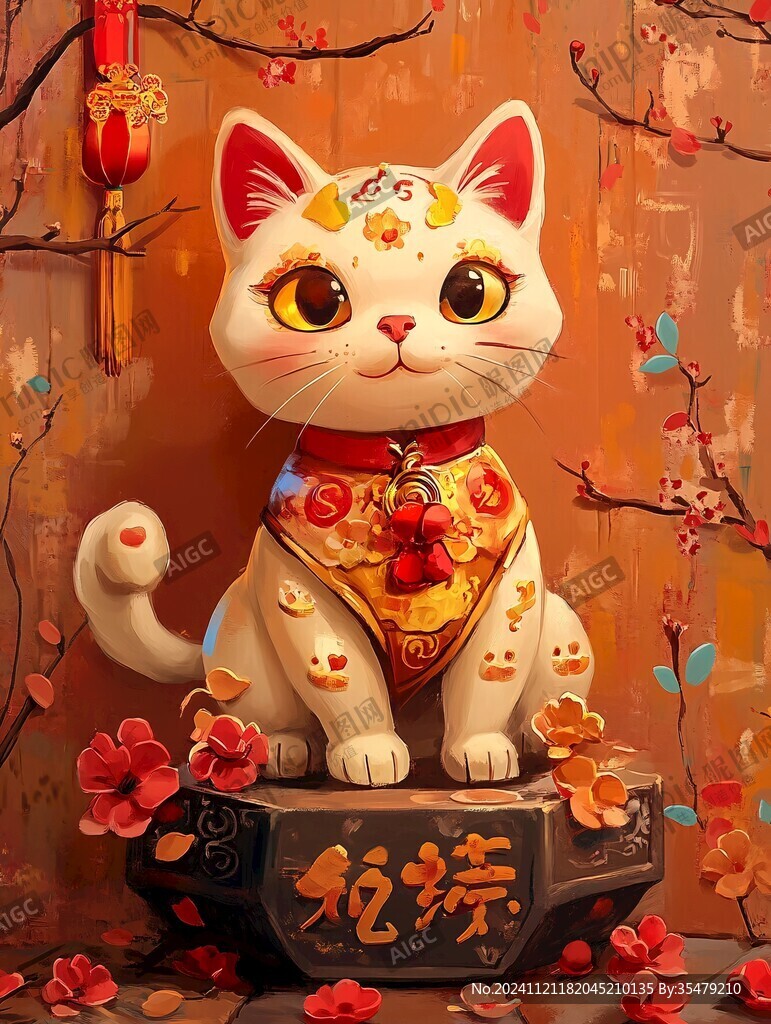 招財貓插畫