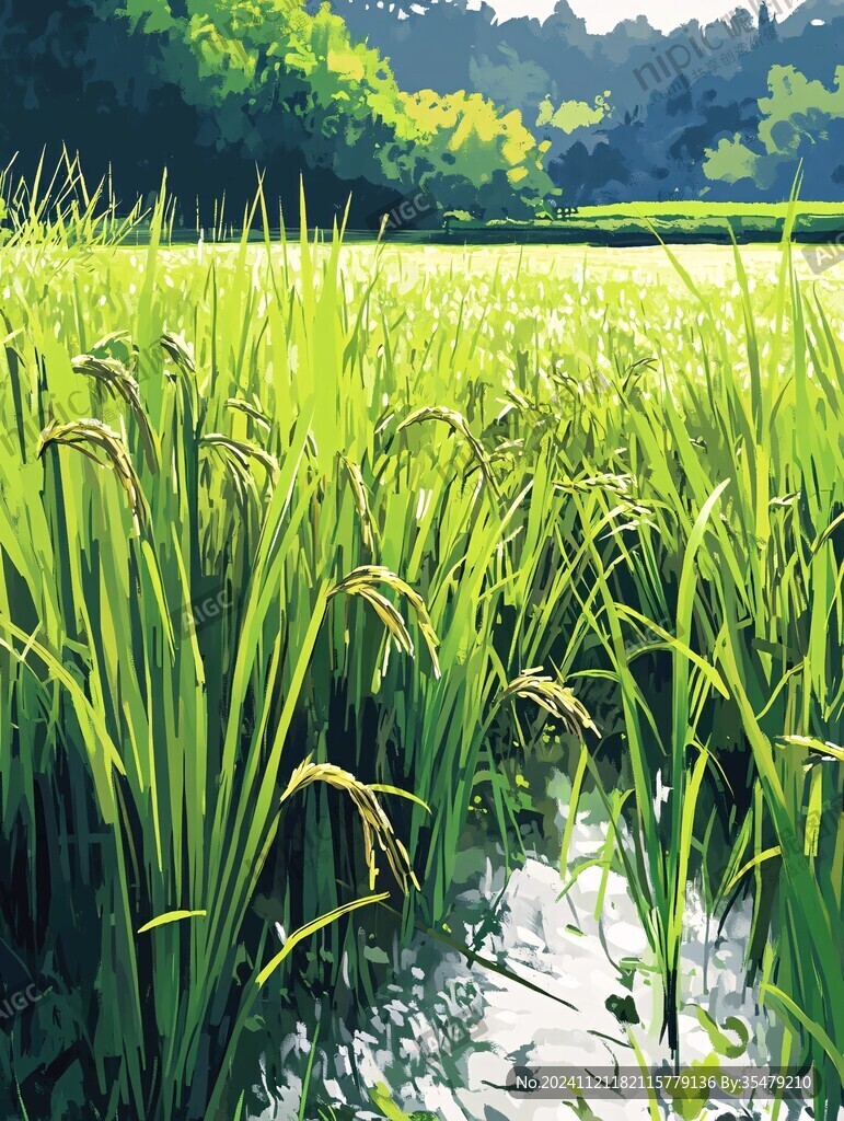 水田大米插畫