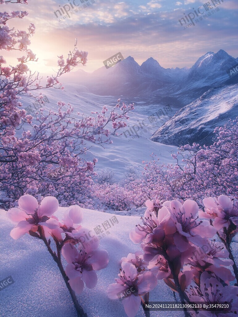 唯美山花意境桃花