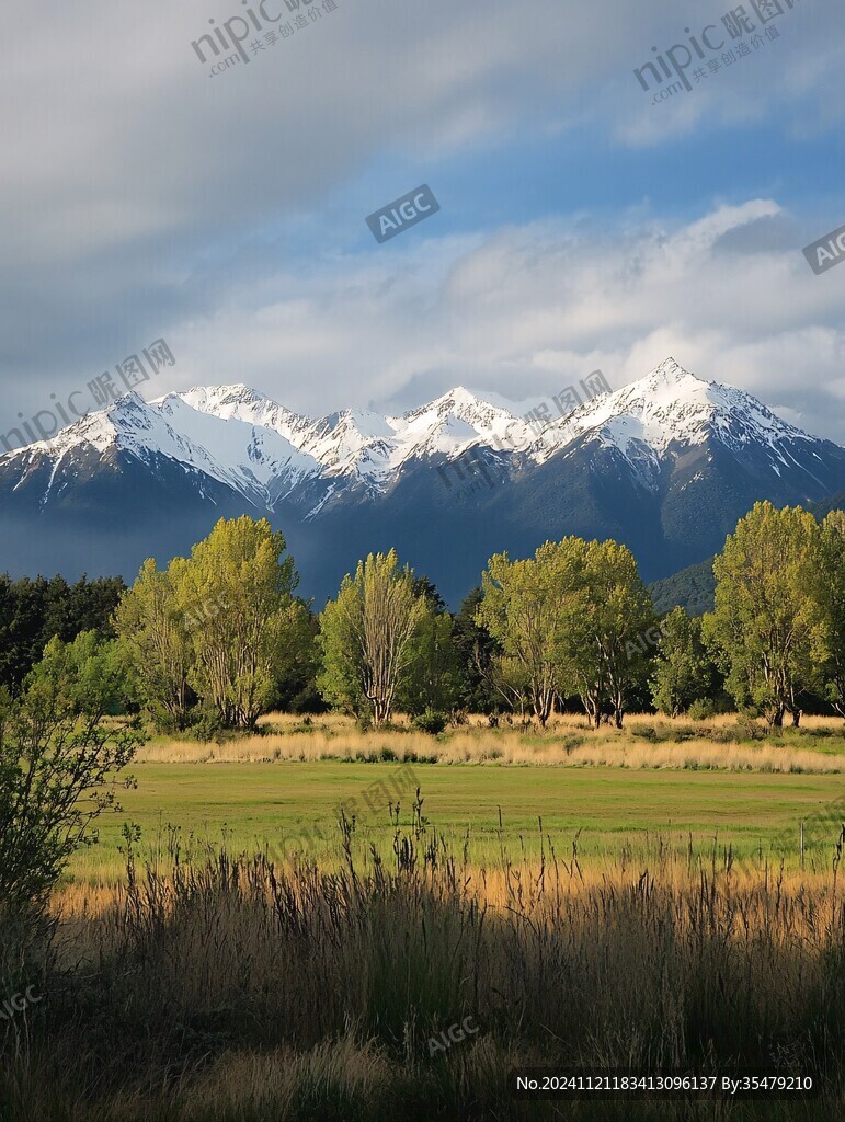 雪山河流濕地草壁紙