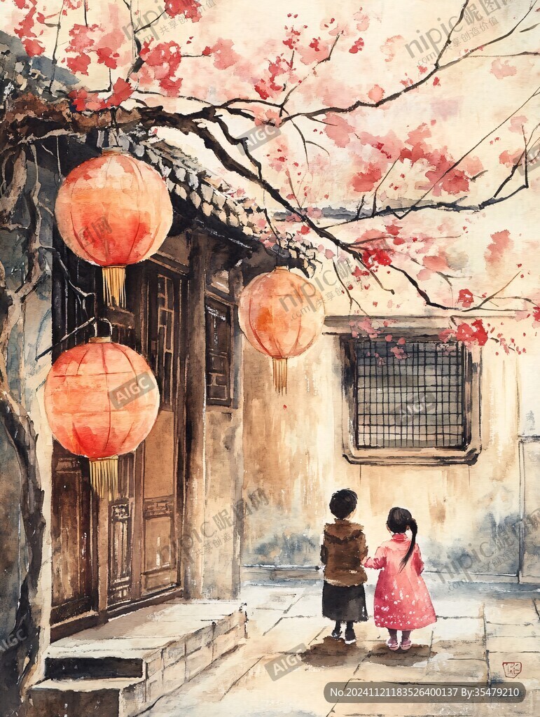 古街水彩畫