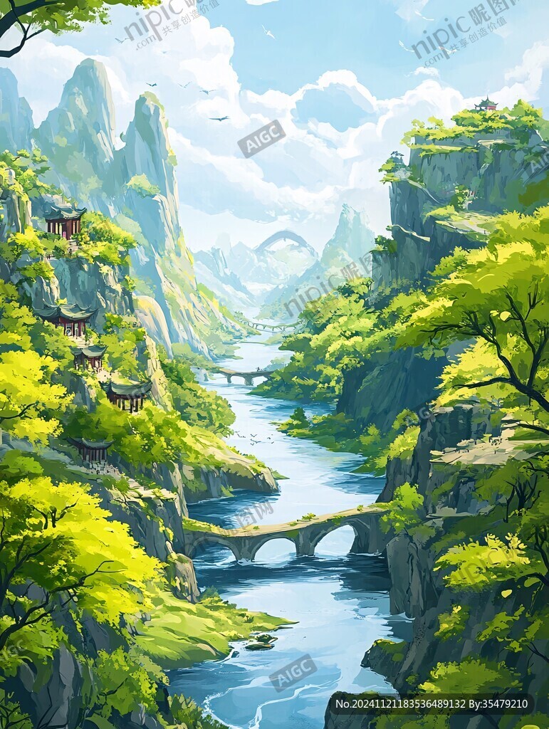 古風(fēng)山水場景
