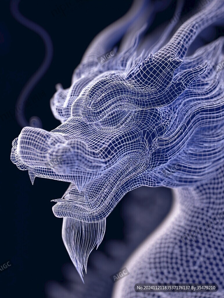 龍線描抽象