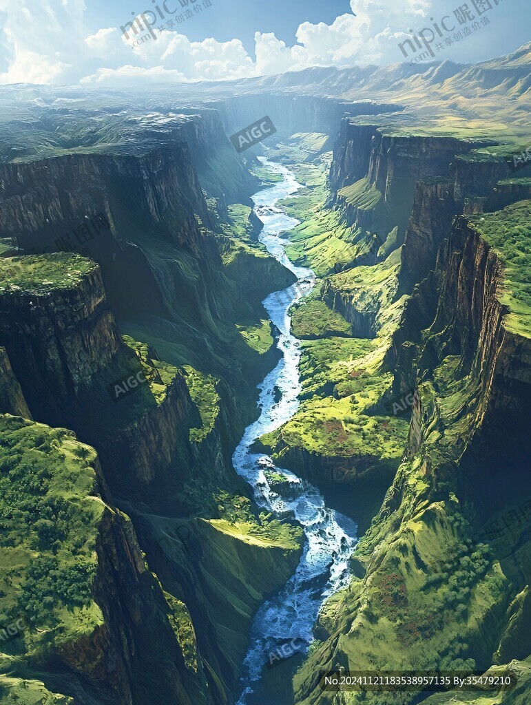 蜿蜒河道河谷