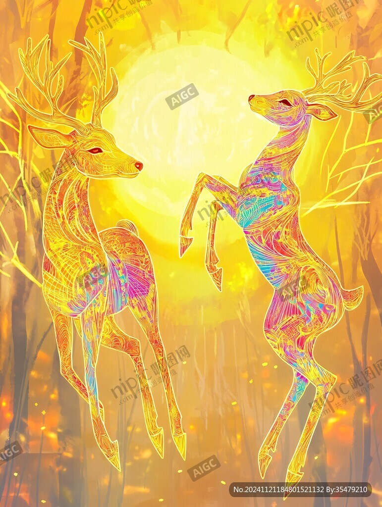 鹿包裝插畫