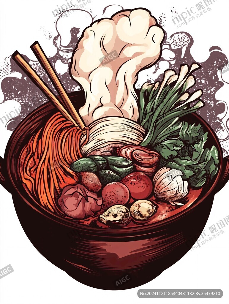 大碗面插畫